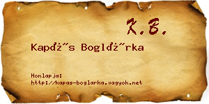Kapás Boglárka névjegykártya